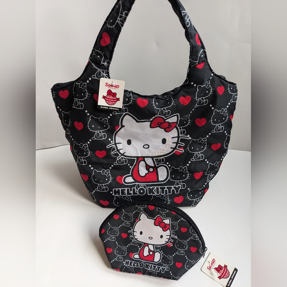 Hello Kitty Vintage zippered hand bag with zippered pouch BNWT